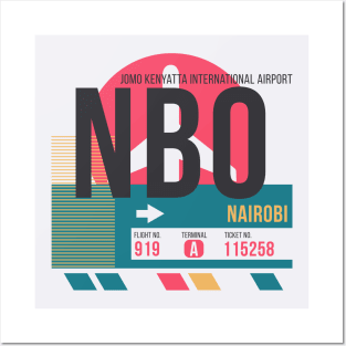 Nairobi (NBO) Airport Code Baggage Tag Posters and Art